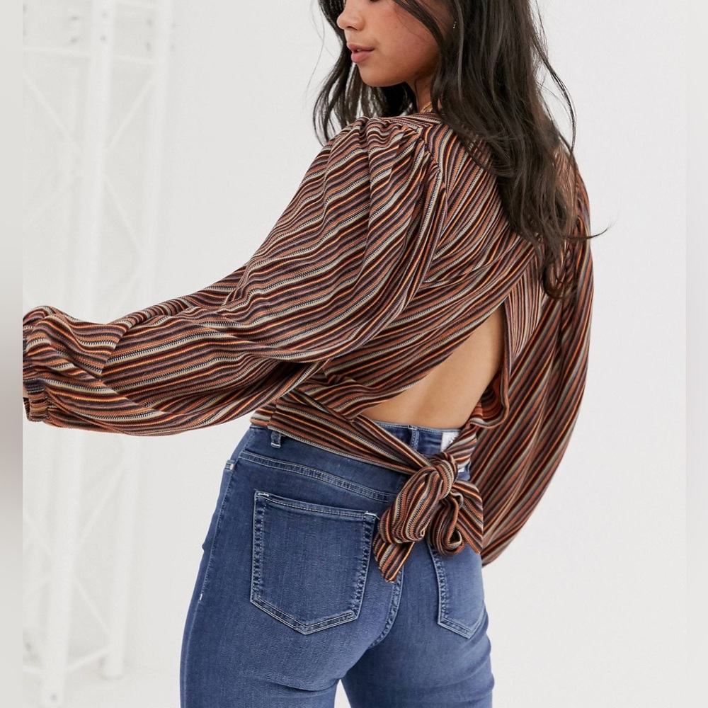 Free People Fall Nights Wrap Front Top Open Back